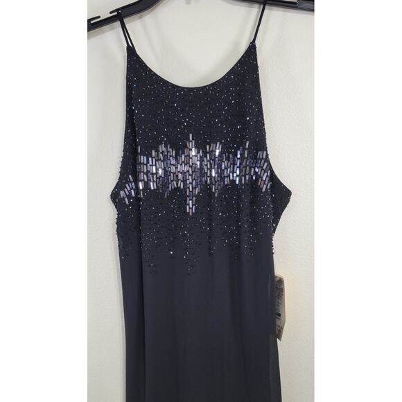 Cachet Dress Womens Size 6 Long Black Silk Sequin Gown Elegant Sexy Timeless NWT - Picture 3 of 8